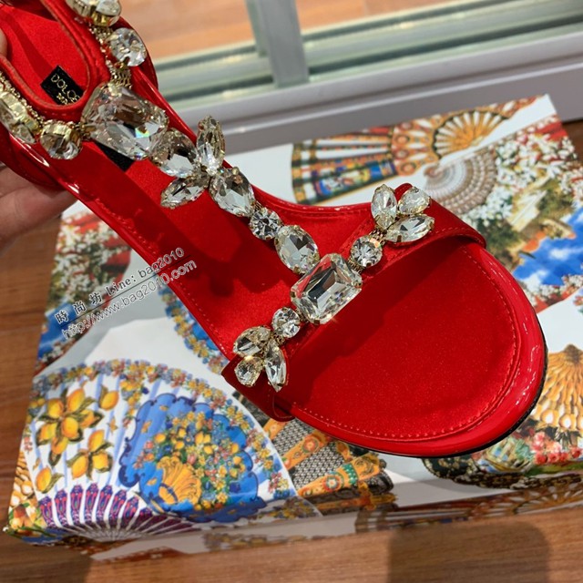 杜嘉班納Dolce & Gabbana鑽扣涼鞋 真絲配捷克鑽 高跟涼鞋 dx3347